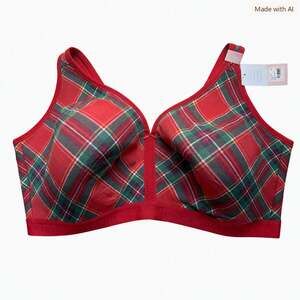 Cacique Tartan Plaid Christmas Bra 44G NWT
